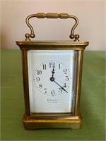 Antique H & H French Brass Clock w/ Key- Runs