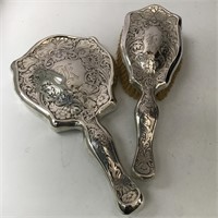 STERLING SILVER MIRROR AND BRUSH