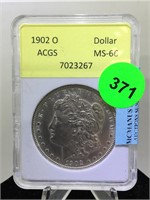 Silver Morgan Dollar cased 1902-o