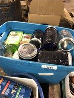 BLUE TUB--ASST CANNING JARS, OPEN BOXES OF SEALS