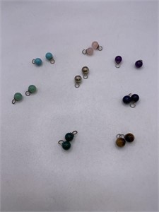 8 PAIRS OF GEMSTONE/NATURAL STONE ADD ONS/CHARMS
