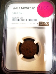 1864 L INDIAN CENT NGC VG 8