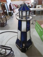 LEADED STAIN GLASS LIGHTHOUSE
