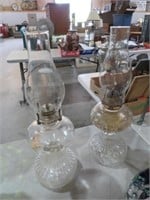2 GLASS OIL LAMPS