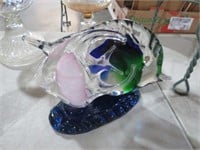 LARGE BLOWN GLASS FISH PAPERWEIGHT
