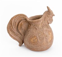 Studio Art Pottery Rooster Form Stoneware Jug