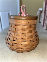 Small LONGABERGER Basket with Wood Lid / Pink
