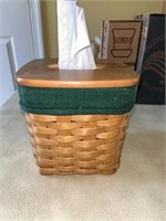 LONGABERGER Tissue Box / Basket with Green Band