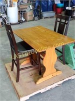 Wooden Dining Table & 2 Chairs