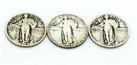 (3) 1928, 29 & 30 Standing Liberty Silver Quarters