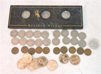 US coin lot: 13 Buffalo nickels, 8 Liberty