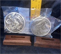 Toy Farmer medallions with stands