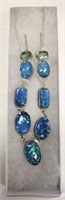 BLUE STONE NECKLACE AND EARRINGS MARKED 925