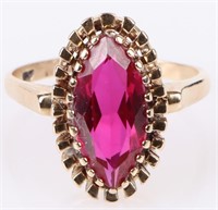 3.6CT MARQUISE RUBY 10K YELLOW GOLD LADIES RING