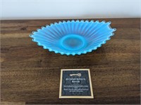 MCM Fostoria Heirloom Blue Glass Oval Dish 2