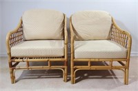 Mid Century Bamboo Rattan Arm Chairs