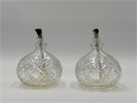Vintage Handblown Glass Cut Crystal Oil Lamps