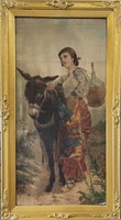 COPY AFTER VINCENZO CAPRILE (1857-1936)GIRL DONKEY