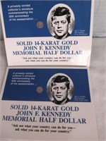 2pc 14k Gold JFK Commemorative Coins