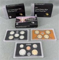 3x - Silver Proof Sets, 5 Quarters, 1 Half, 1 Dime