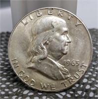 1963-D AU FRANKLIN HALF DOLLAR