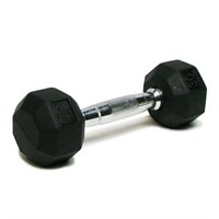 Well-Fit Rubber Hex Dumbbell  30 Lbs. Black