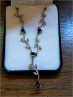 Sapphire , Diamond & White Gold (?) Necklace