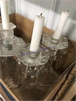 2 pair candleholders w/ prisms