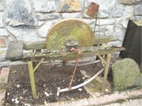 Antique Grinding Stone - stand rotting / in poor