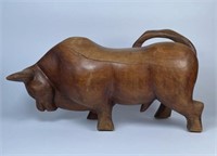 LARGE WOODEN CARVED BULL