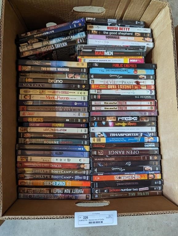 Banana box of DVDs