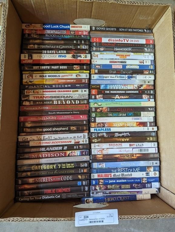 Banana box of DVDs