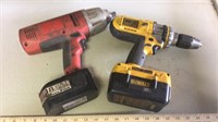 DEWALT 36V DRILL & MILWAKEE IMPACT W/ CHARGER