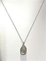 Sterling Silver .10 Ct Diamond Pendant Necklace