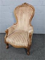 Victorian Ladies Parlor Chair W Carved Wood