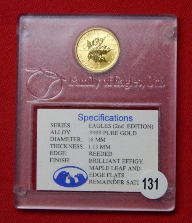 1998 Canada $5 Maple Leaf 1/10th Ounce Gold