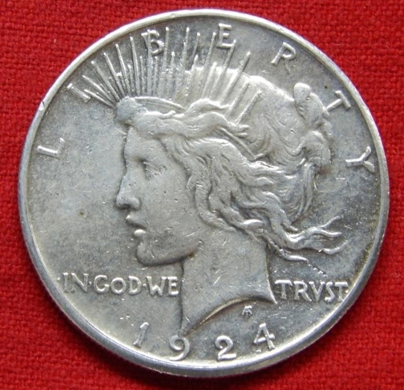 1924 S Peace Silver Dollar - - Cleaned