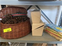 Basket, books and containers