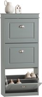 $150  Haotian Grey Shoe Cabinet, 3 Flip Drawers