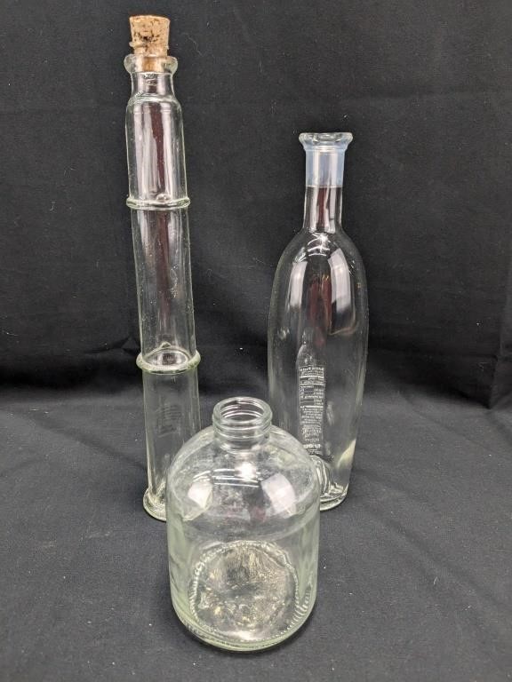 (3) Clear Glass Bottles