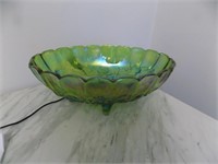 Green Carnival Glass Fruit Bowl