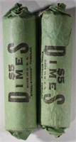 2-WRAPPED ROLLS OF SILVER ROOSEVELT DIMES