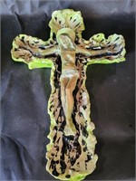 VTG Signed Art Pottery Crucifix - Note