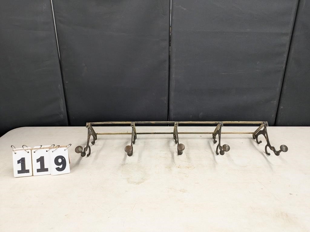 Vintage Metal Wall Mount Coat & Hat Rack