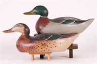 Pair of Hen and Drake Mallard Duck Decoys by