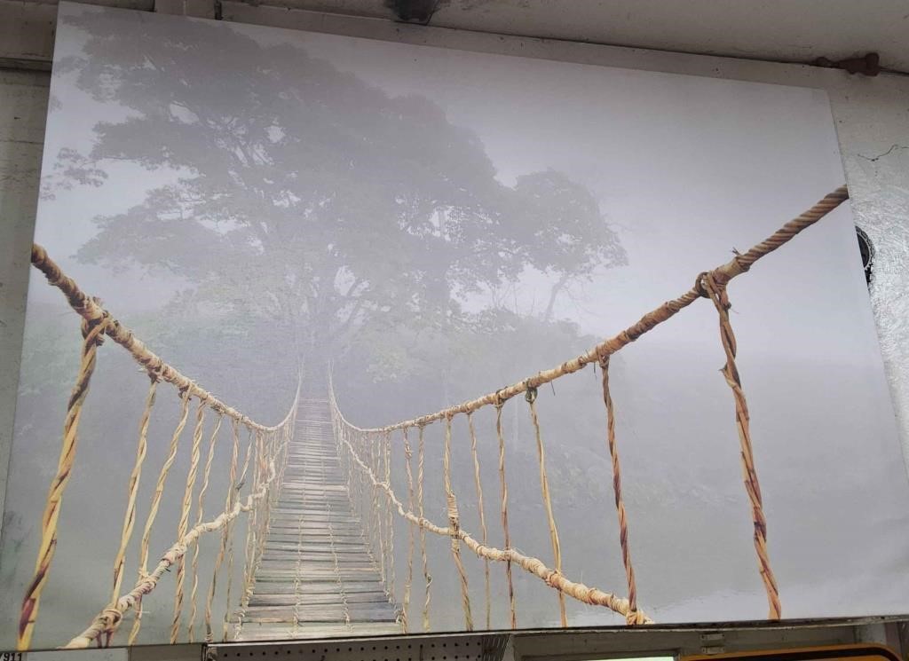 W 1 print canvas décor jungle rope bridge