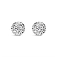 10K Gold Diamond Halo Stud Earrings