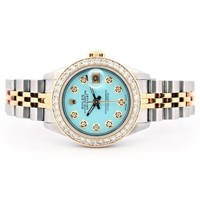 Rolex DateJust Two Tone Tif Blue 1.00ct Dia 26 Wat