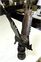 Fabulous signed carved Falcon with removable wing