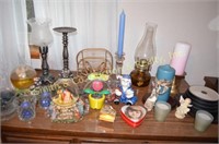 Oil Lamp, Snow Globes, Candles, Figurines,